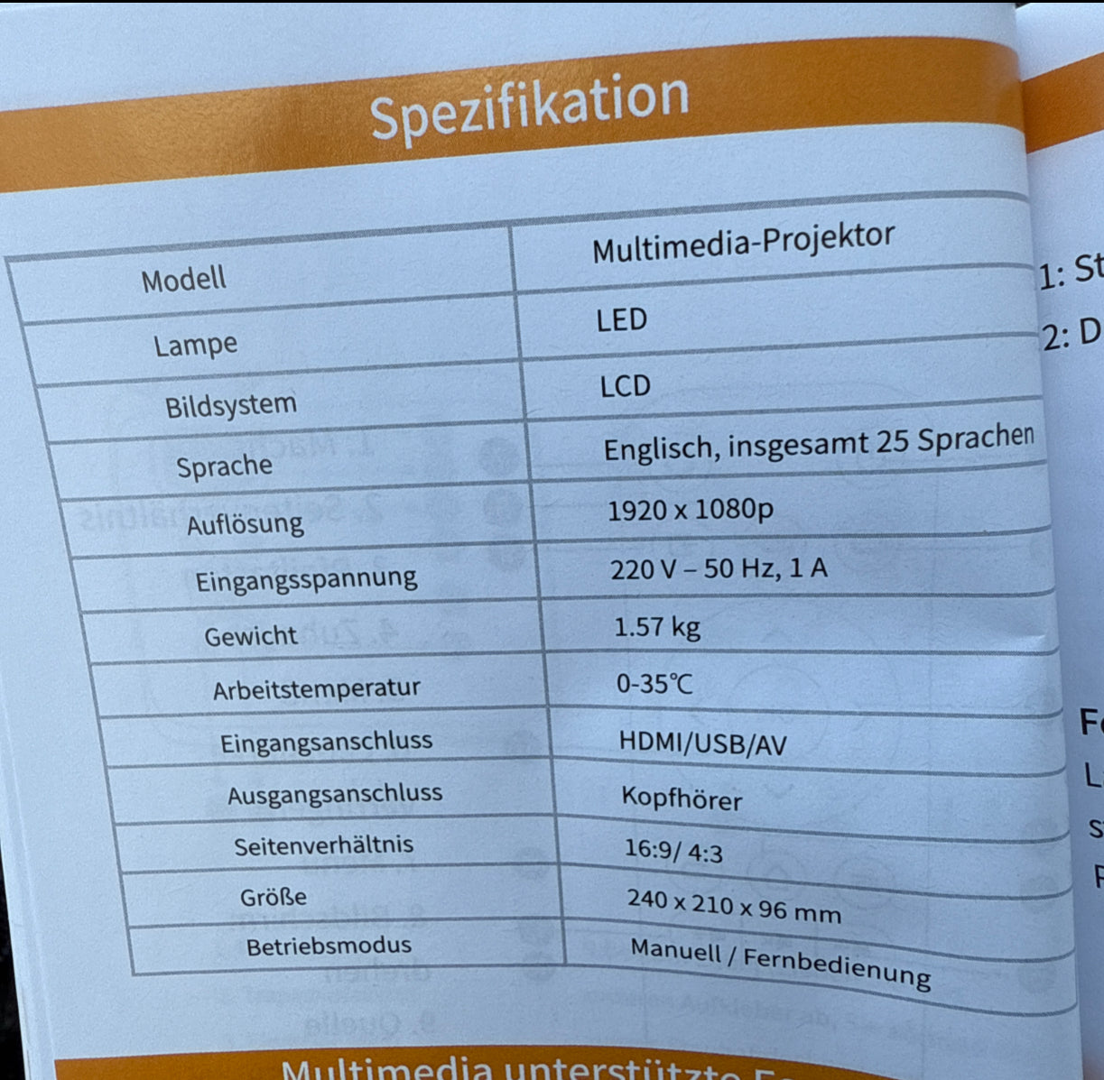 Hopvision H1 LED-Beamer Projektor Full HD 1920x1080p Bluetooth USB HDMI